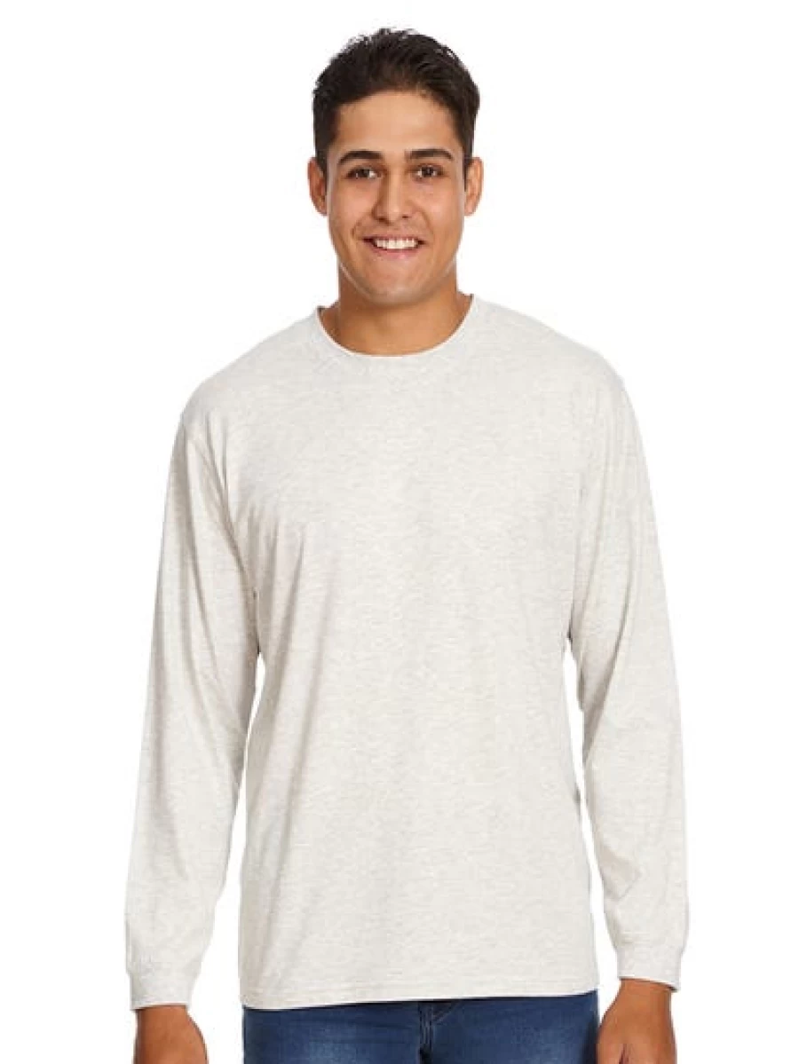 Lowes Men's White Marle Crew Neck Long Sleeve T-Shirt