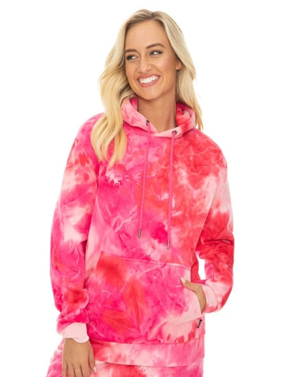 TROJAN Men's Hot Pink Tie Dye Hoodie - Unisex Style Pullover Sweatshirt