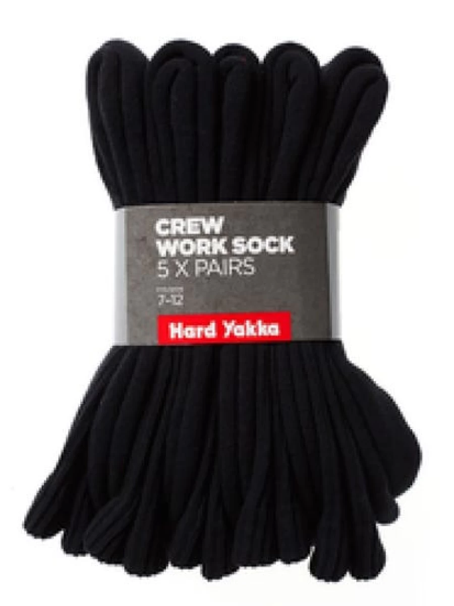 Lowes Men's Hard Yakka 5-Pack Black Work Socks - Durable Comfort for Tough Jobs