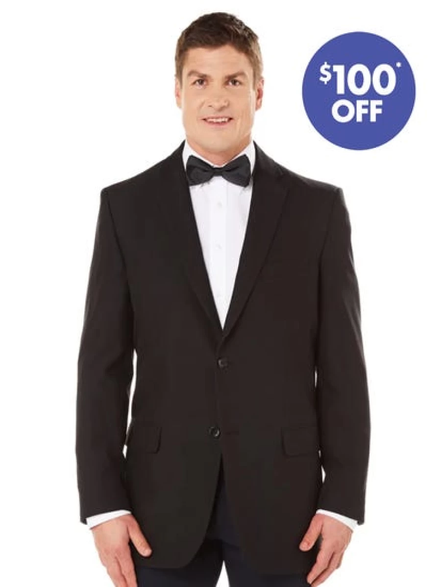 "Robert Huntley Men's Black Regular Fit Suit Jacket for Business Formal Wear"