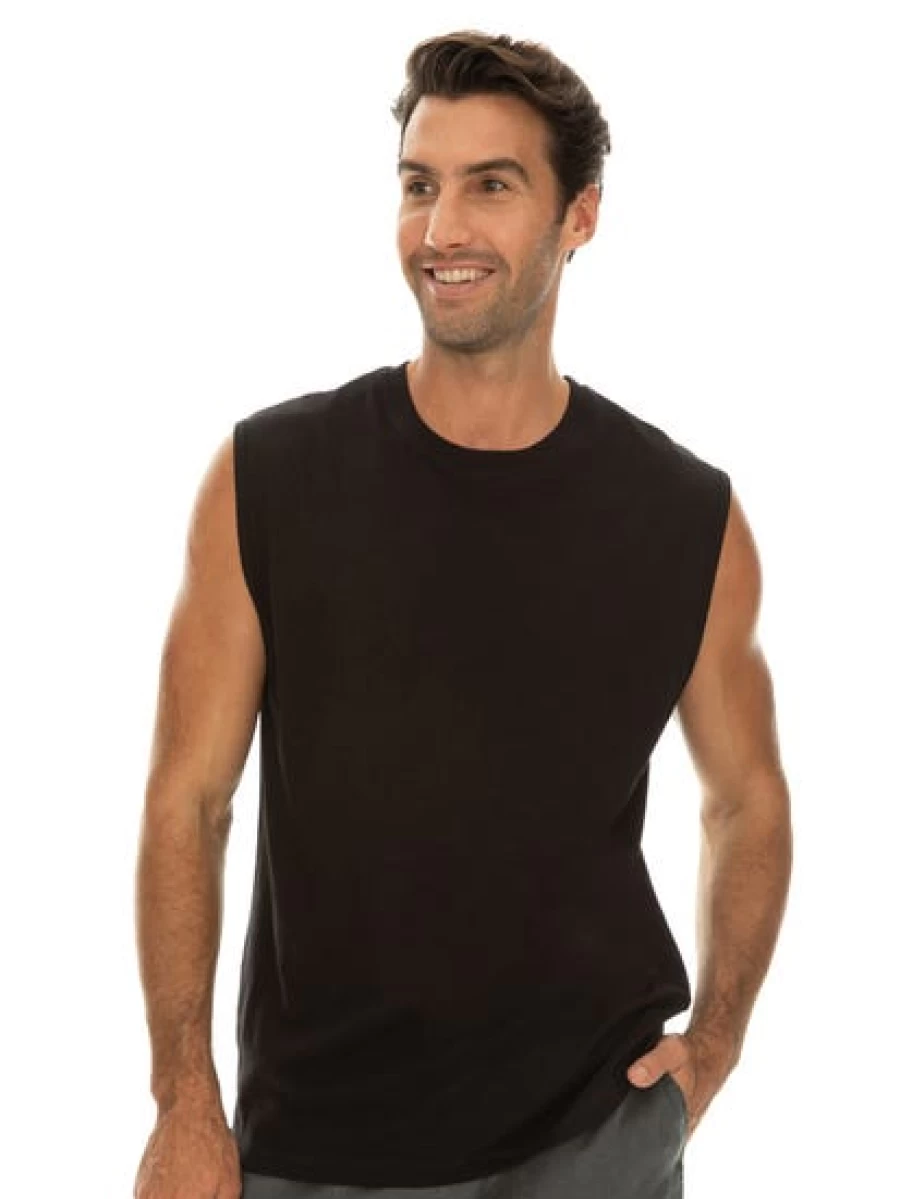 Lowes Men's Black Cotton Jersey Muscle Fit T-Shirt - Basic Crew Neck Top
