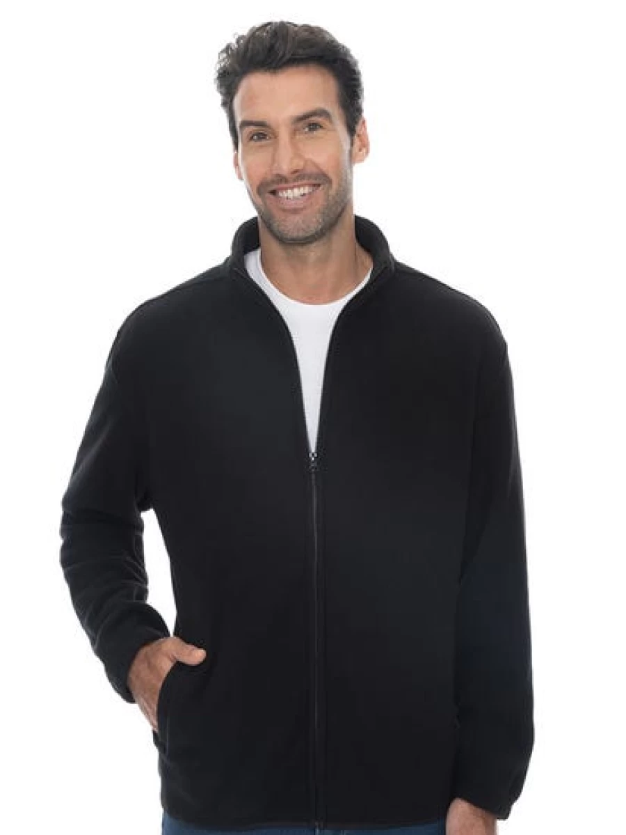 Lowes Men's Black Polar Fleece Zip-Up Jacket - Warm Winter Outerwear