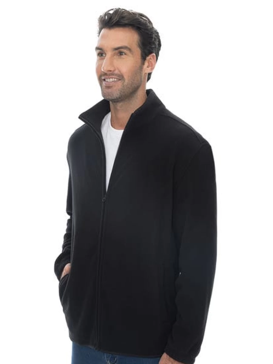 Lowes Men's Black Polar Fleece Zip-Up Jacket - Warm Winter Outerwear