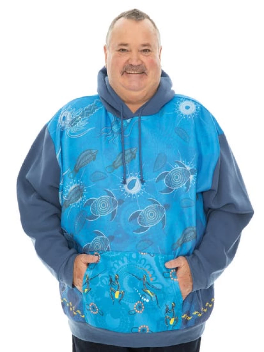 DBK Men's Indigenous Blue Printed Hoodie - Gumaraa Ethnic Design Pullover