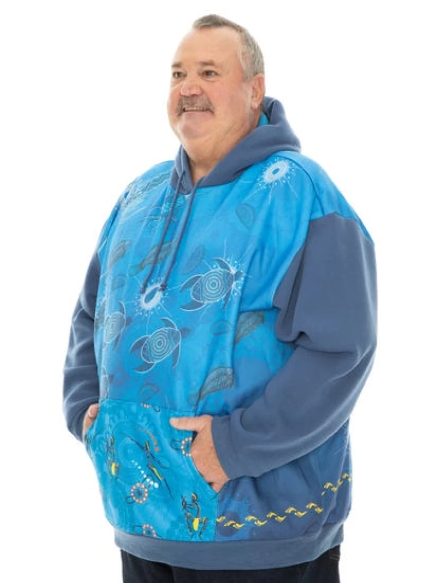 DBK Men's Indigenous Blue Printed Hoodie - Gumaraa Ethnic Design Pullover