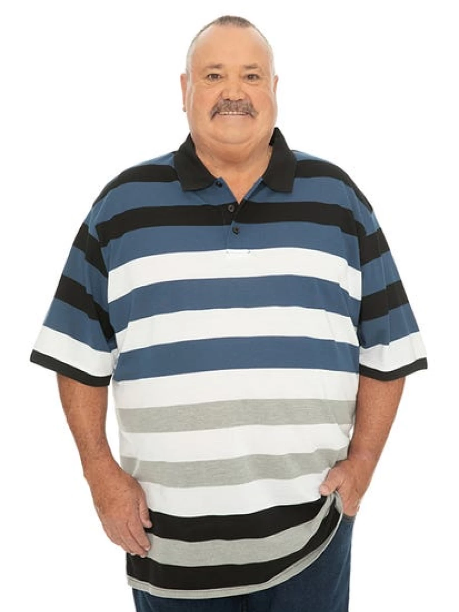 DBK Men's Big & Tall Grey Marl Stripe Polo Shirt