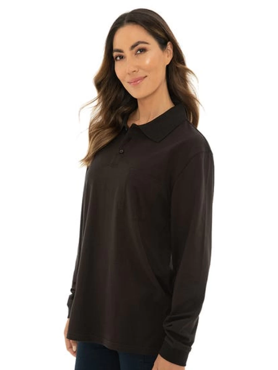 Lowes Men's Black Knit Long Sleeve Polo Shirt