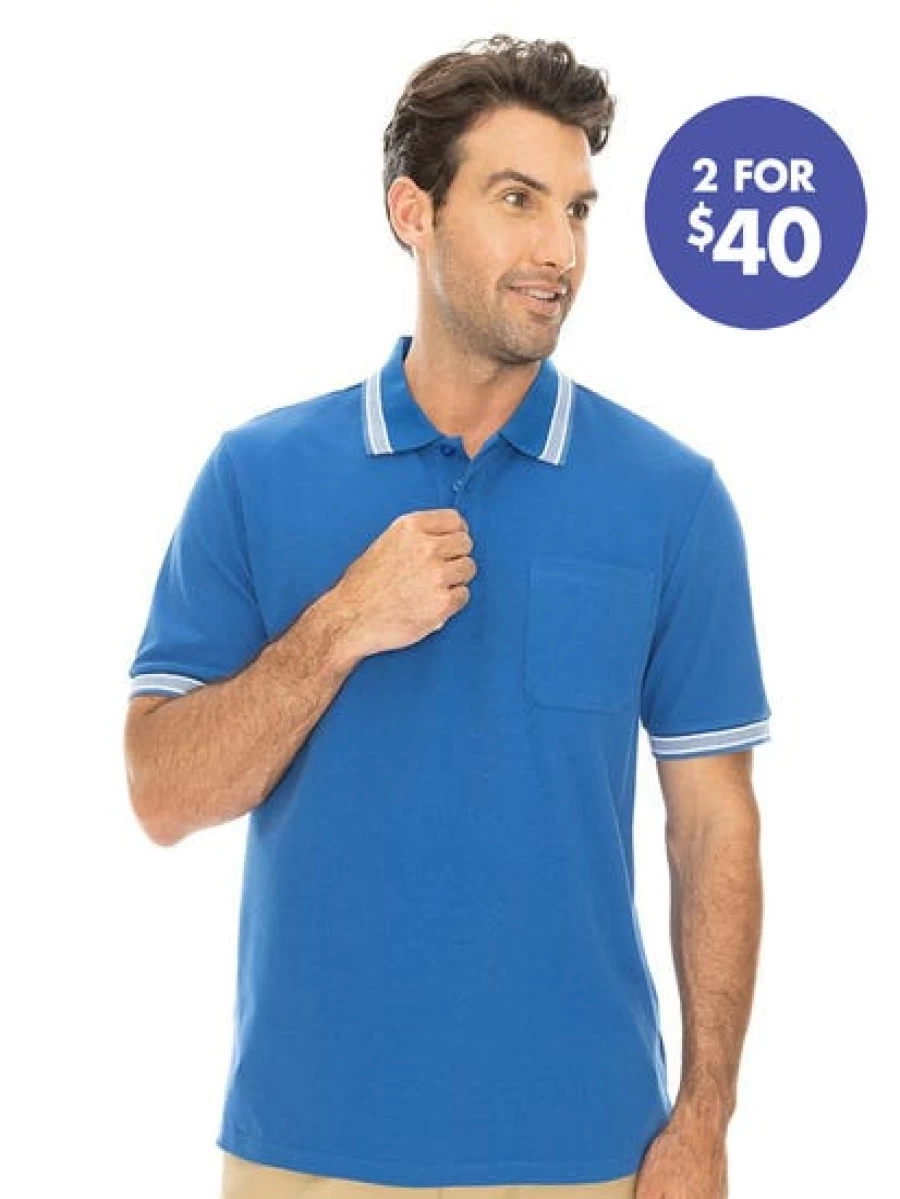 Lowes Men's Blue Cotton Polo Shirt with Collar - Classic Casual Comfort Fit