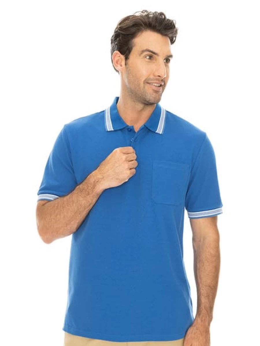 Lowes Men's Blue Cotton Polo Shirt with Collar - Classic Casual Comfort Fit