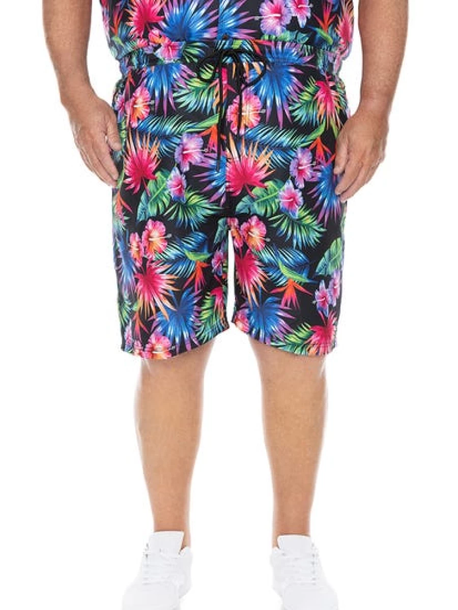 BUILT N FIT Men's Big & Tall Bright Tropical Print Summer Shorts