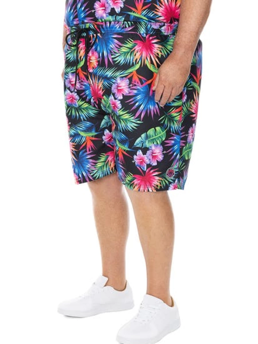 BUILT N FIT Men's Big & Tall Bright Tropical Print Summer Shorts