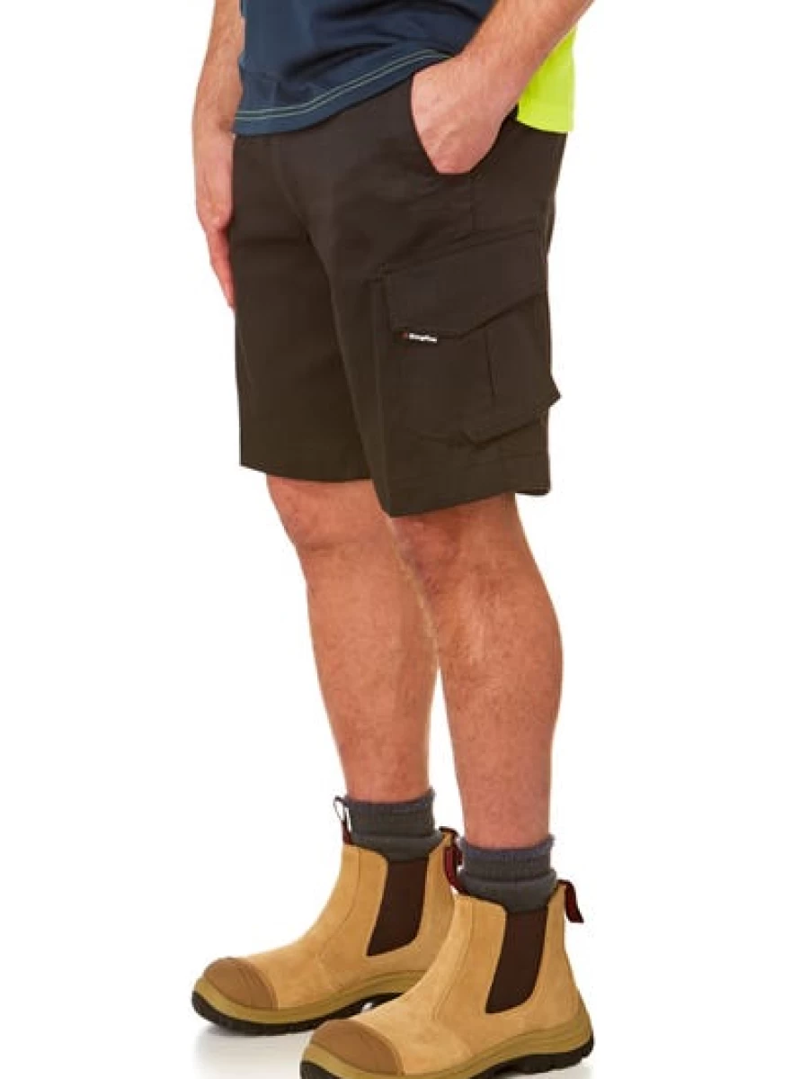King Gee Men's Work Cool 2 Rip Stop Shorts - Durable Black Work Shorts for Men