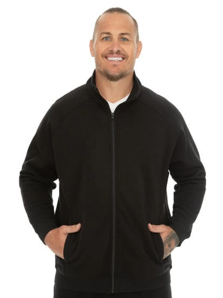 DBK Men's Built N Fit Zip-Up Fleece Jacket - Black Athletic Fit Winter Outerwear