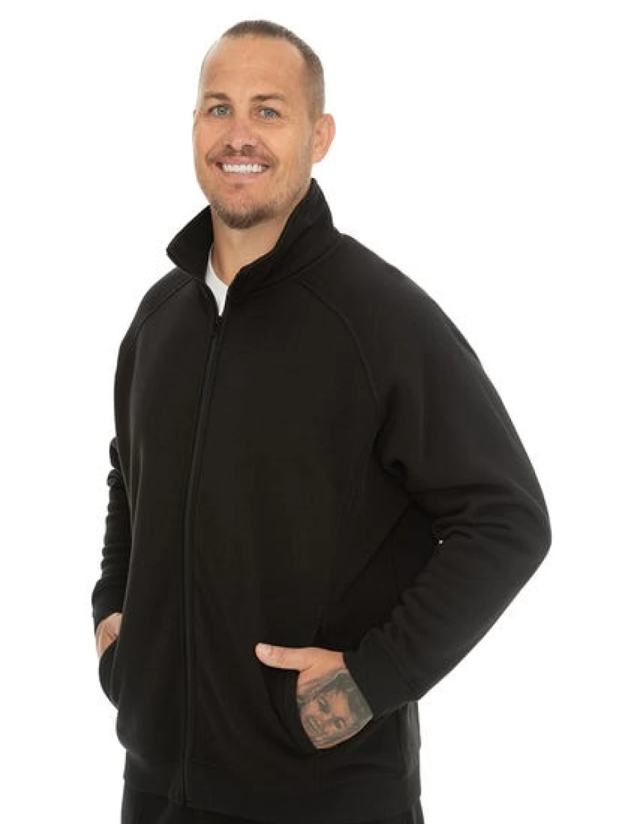 DBK Men's Built N Fit Zip-Up Fleece Jacket - Black Athletic Fit Winter Outerwear