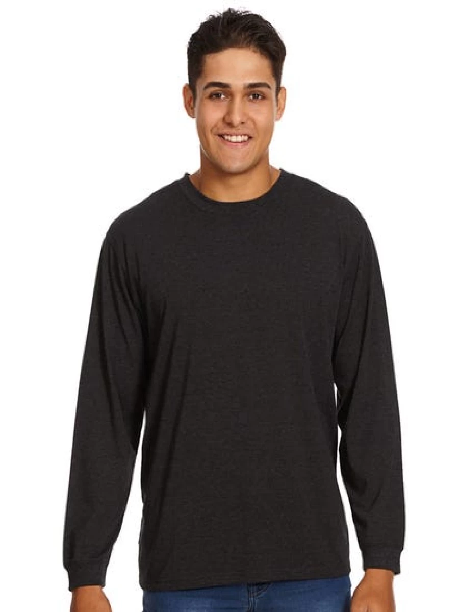 Lowes Men's Charcoal Marle Long Sleeve Crew Neck Top