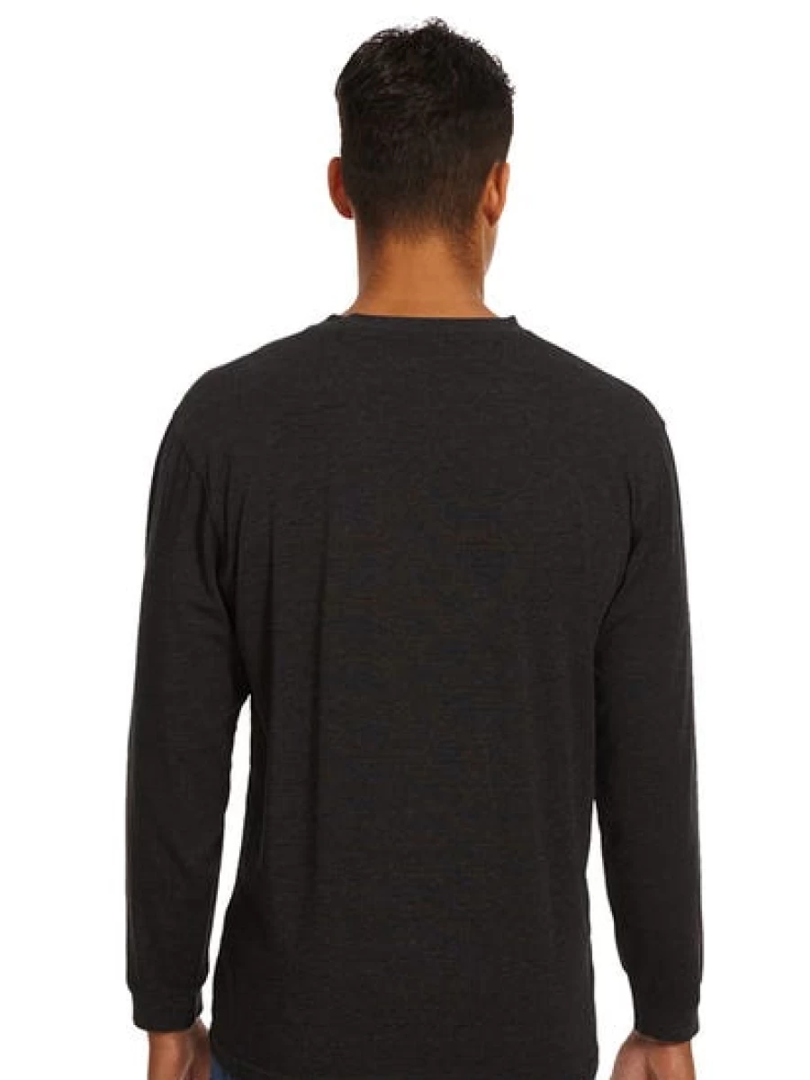 Lowes Men's Charcoal Marle Long Sleeve Crew Neck Top