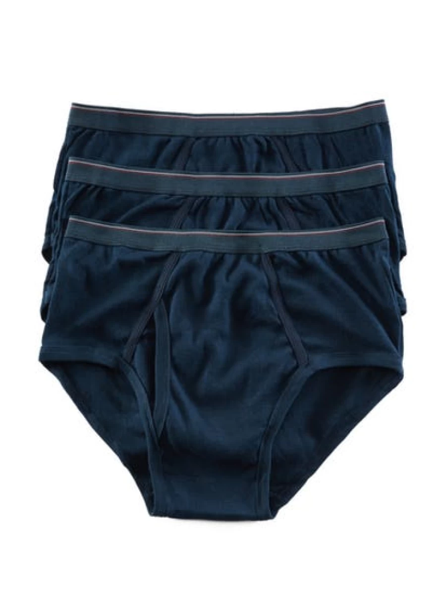 Men's Traders Fly Front Brief Underwear 3-Pack in Navy Blue