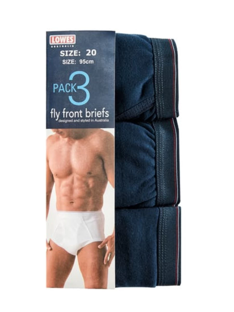 Men's Traders Fly Front Brief Underwear 3-Pack in Navy Blue