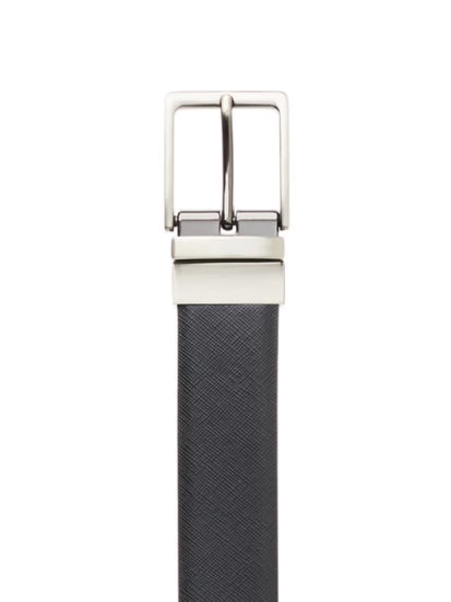 Men's Traders Black Genuine Split Leather Reversible Belt for Casual & Dress
