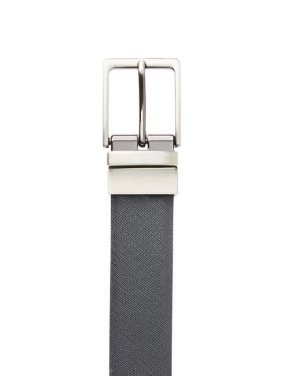 Men's Traders Black Genuine Split Leather Reversible Belt for Casual & Dress