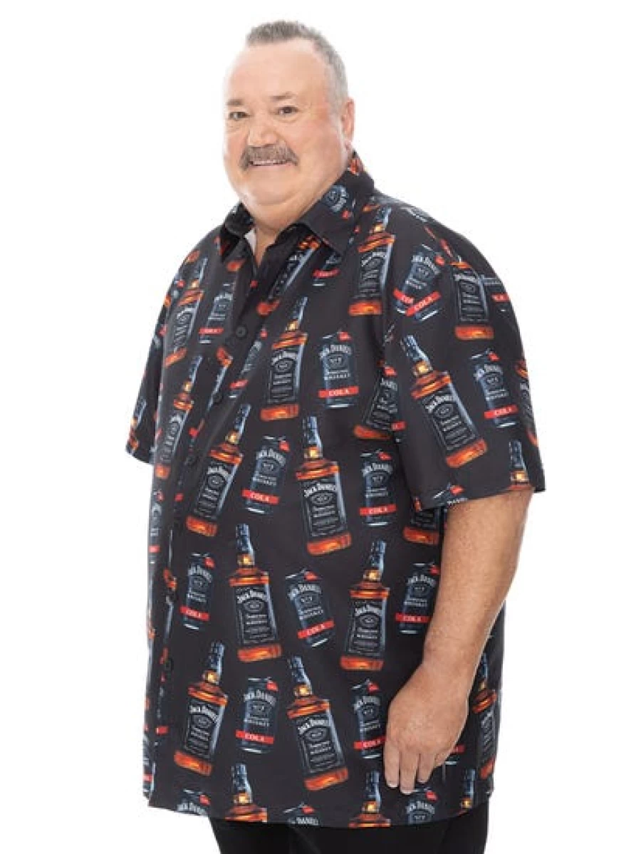 DBK Men's Big & Tall Hawaiian Shirt with Jack Daniels Print
