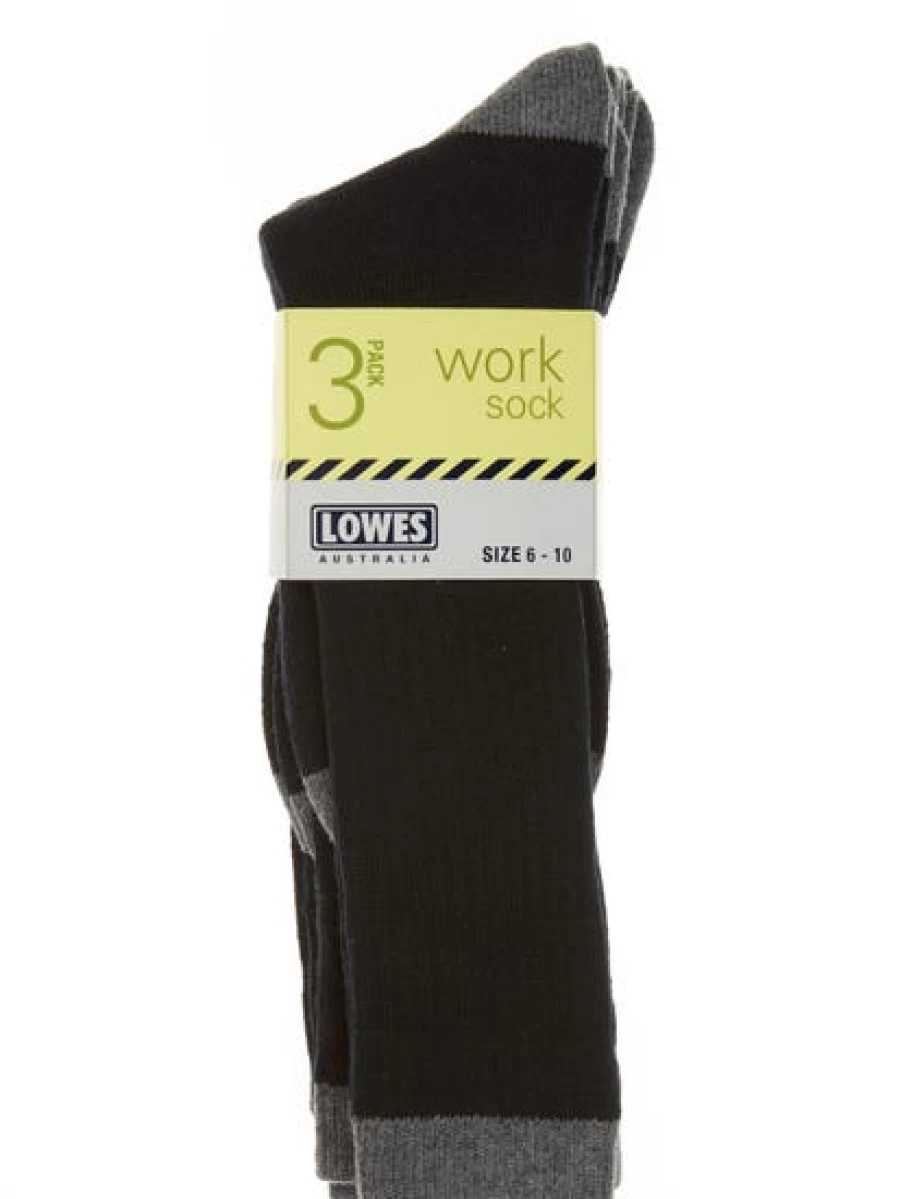 Lowes Men's 3-Pack Durable Crew Work Socks for Comfort & Support