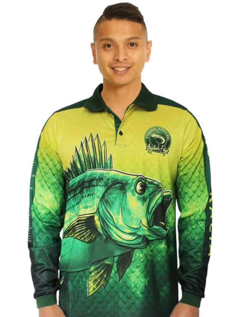 Men's Anglers Edge Green Australia Fishing Polo Shirt - Quick Dry, UV Protection