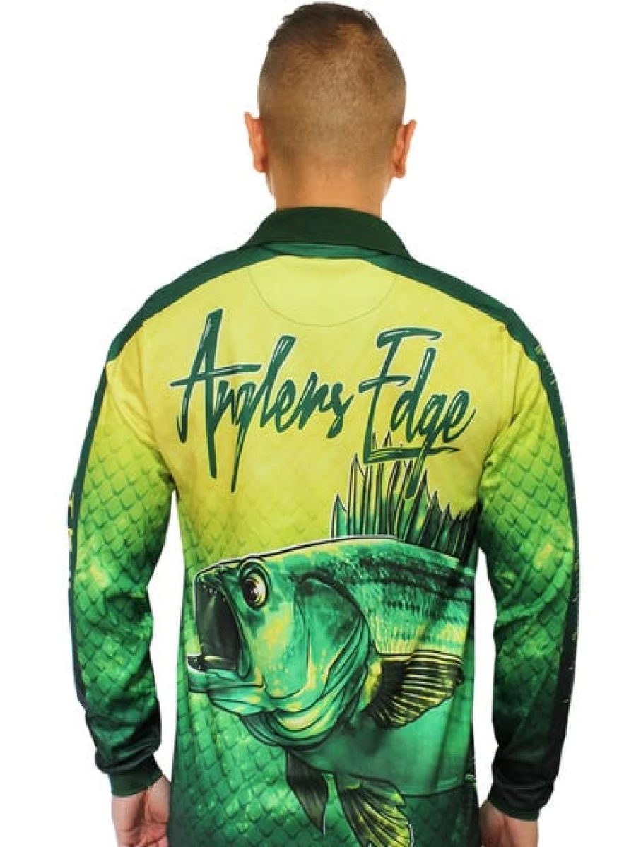 Men's Anglers Edge Green Australia Fishing Polo Shirt - Quick Dry, UV Protection