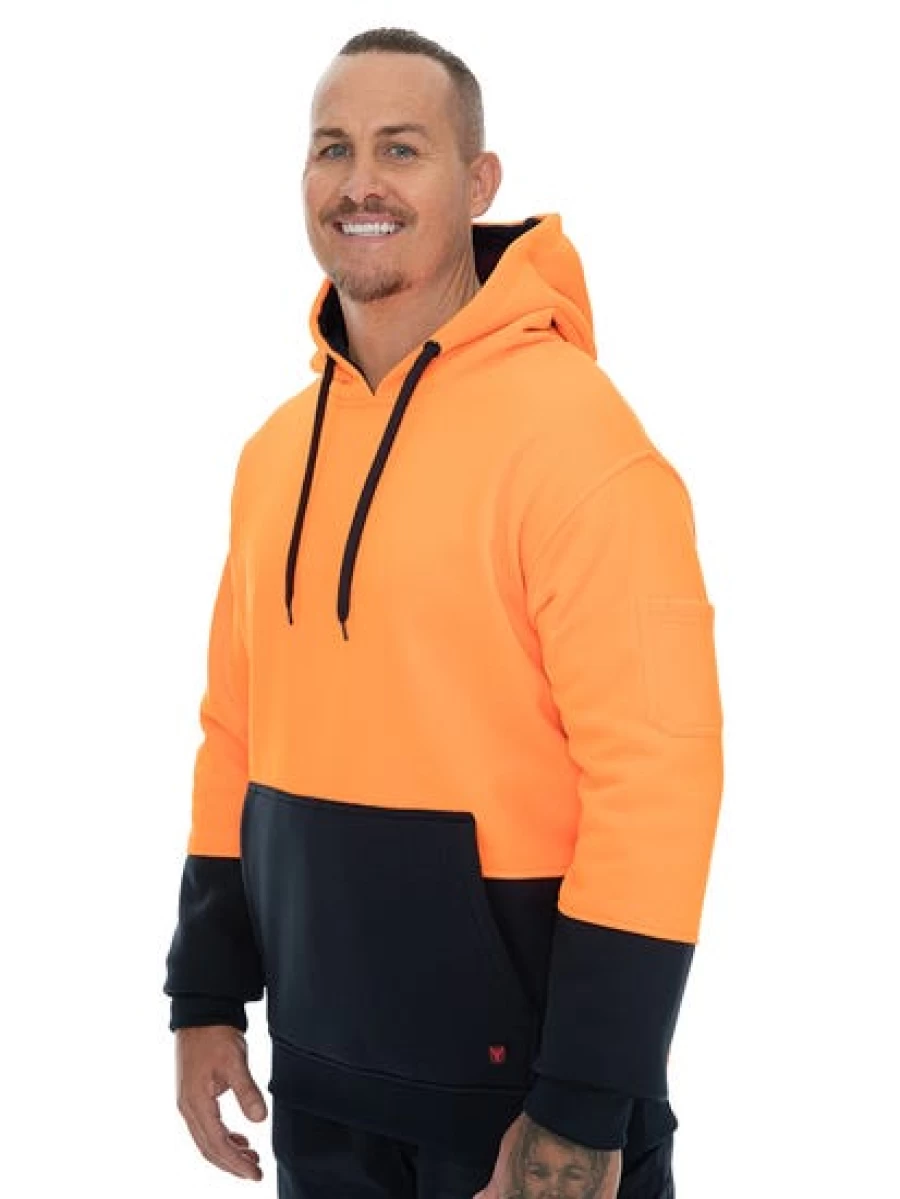 Men's Traders Hi-Vis Orange & Navy Pullover Hoodie - High Visibility Workwear