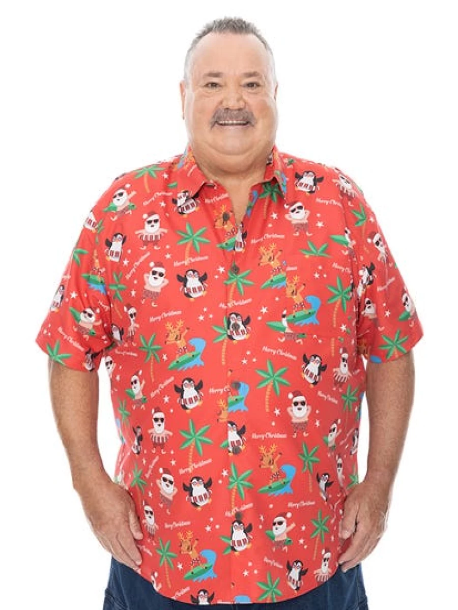 DBK Men's Christmas Hawaiian Shirt - Big & Tall Holiday Aloha Shirt