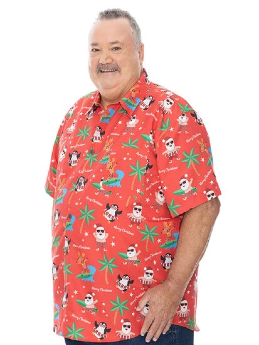 DBK Men's Christmas Hawaiian Shirt - Big & Tall Holiday Aloha Shirt