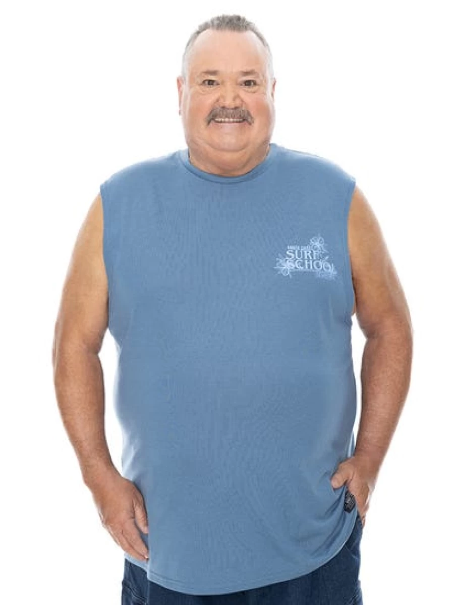 BUILT N FIT Men's Muscle Fit Blue Graphic Workout Top - Big & Tall Athletic Shirt