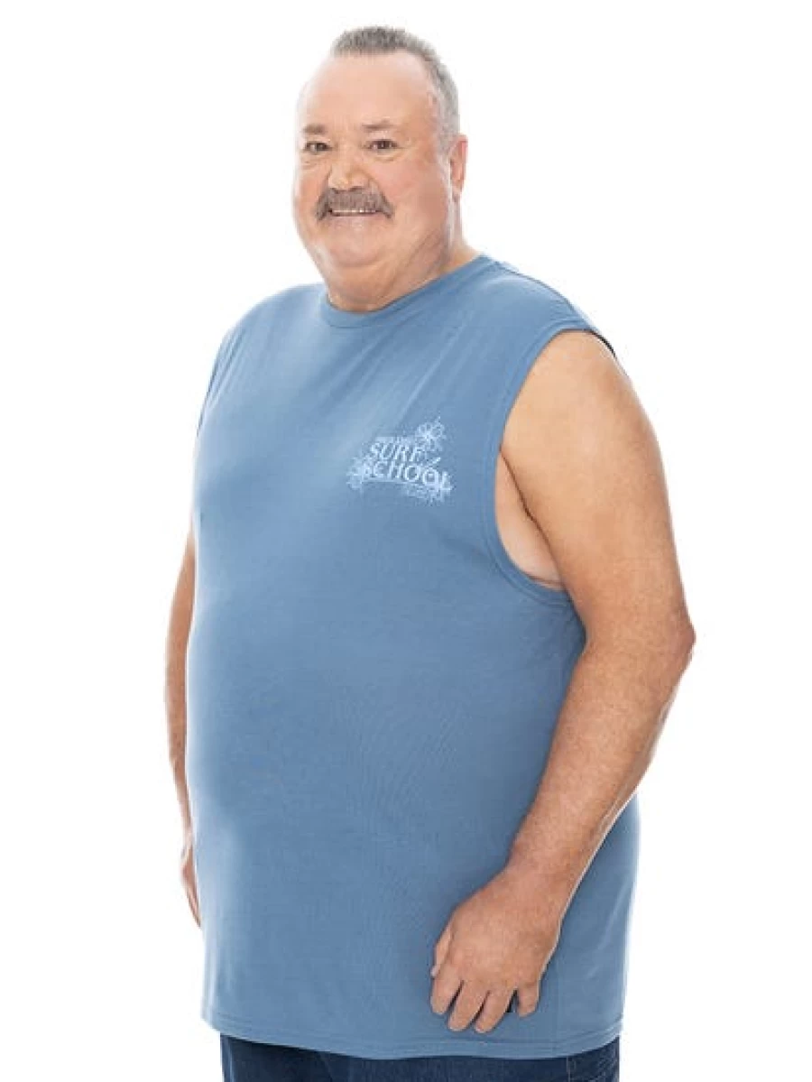 BUILT N FIT Men's Muscle Fit Blue Graphic Workout Top - Big & Tall Athletic Shirt