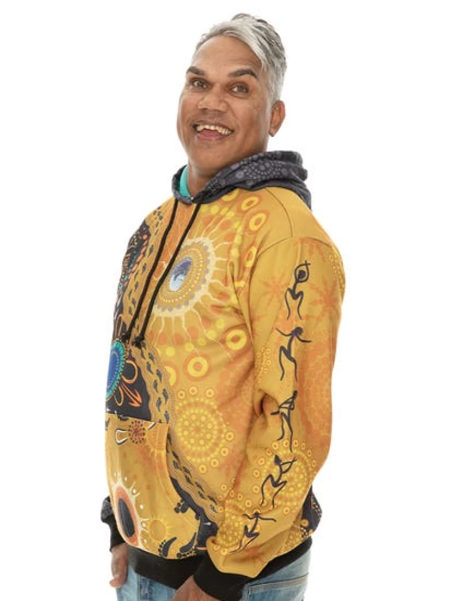 Gumaraa Men's Indigenous Orange Printed Hoodie - Stylish & Comfortable Pullover