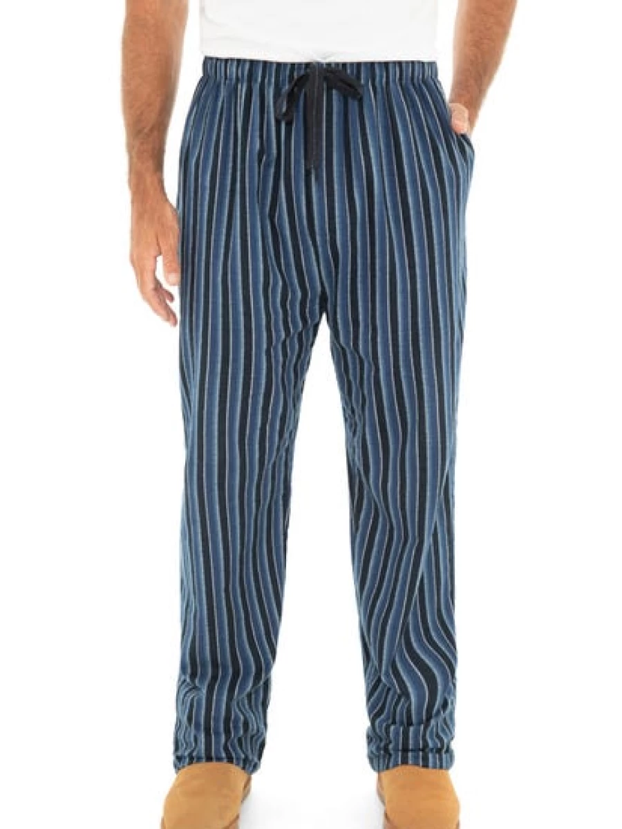 Men's Blue Striped Flannel Pajama Pants by Traders - Comfortable Sleepwear for Men