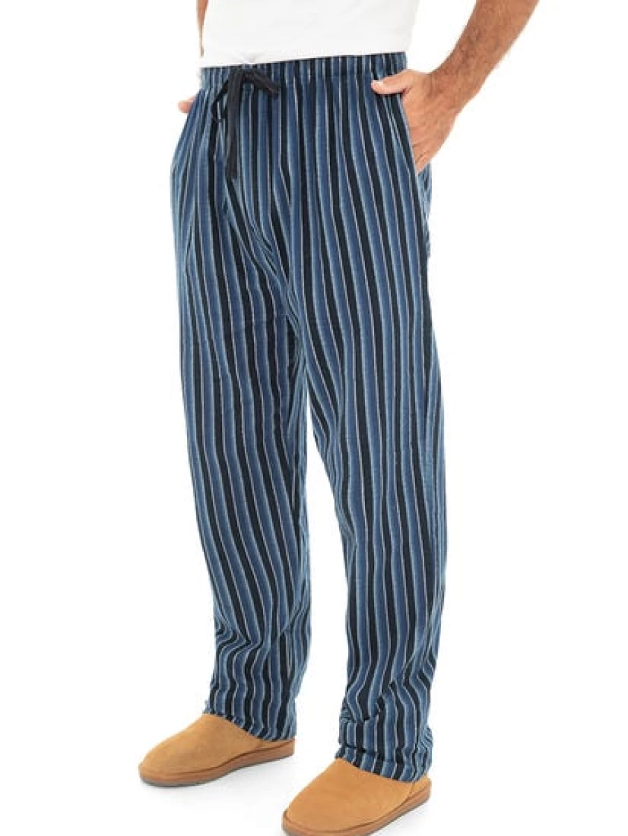 Men's Blue Striped Flannel Pajama Pants by Traders - Comfortable Sleepwear for Men