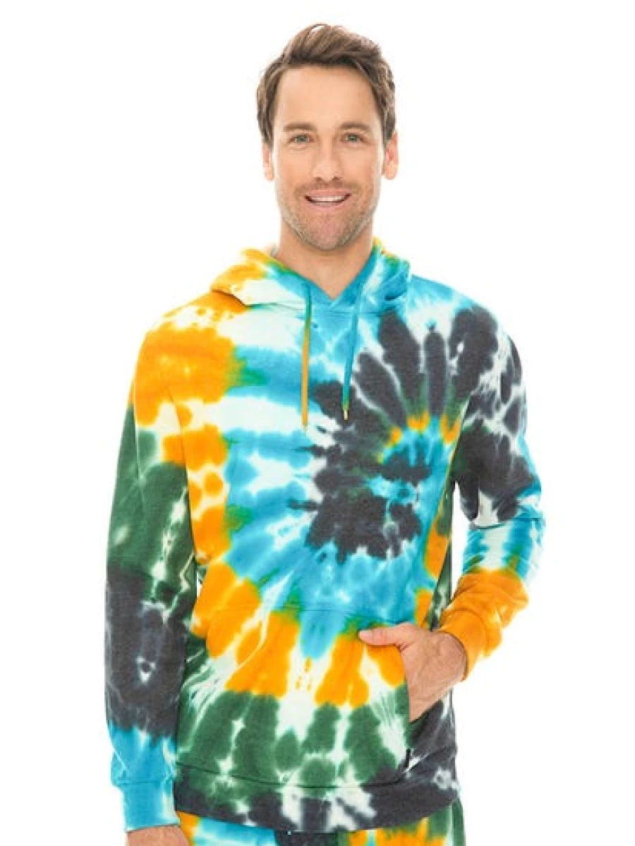 Prodigy Men's Tie Dye Popover Hoodie - Blue Multi-Color Unisex Style