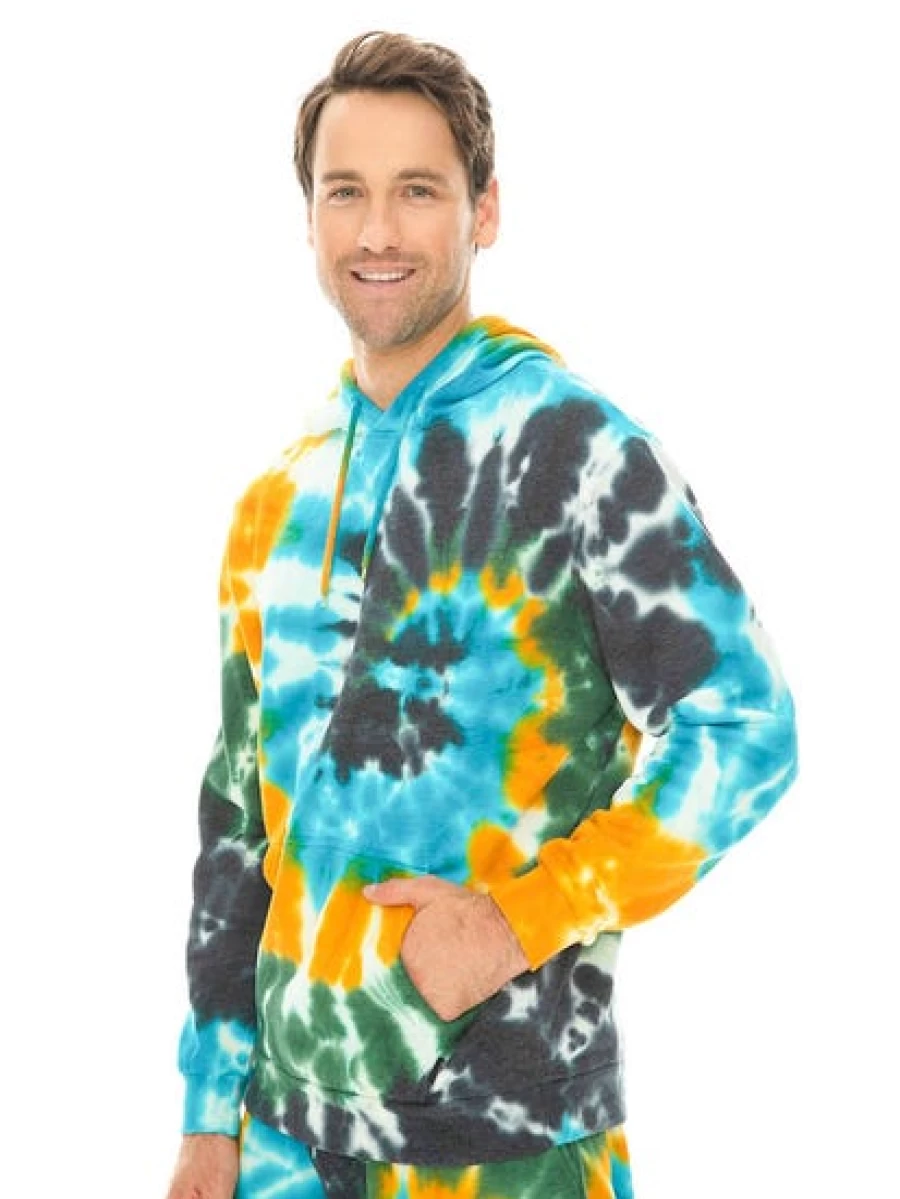 Prodigy Men's Tie Dye Popover Hoodie - Blue Multi-Color Unisex Style