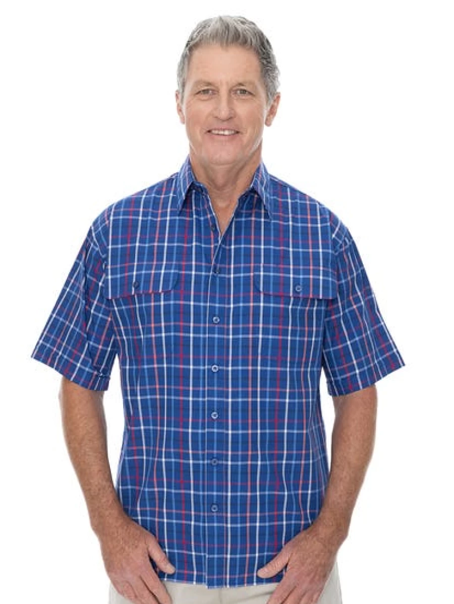 Bisley Men's Countryman Check Shirt in Royal Multi Plaid