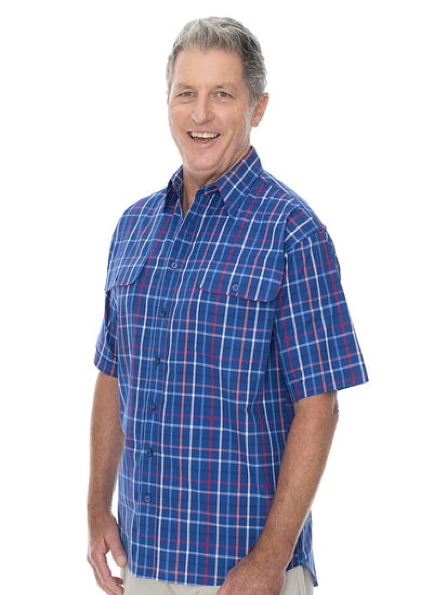 Bisley Men's Countryman Check Shirt in Royal Multi Plaid
