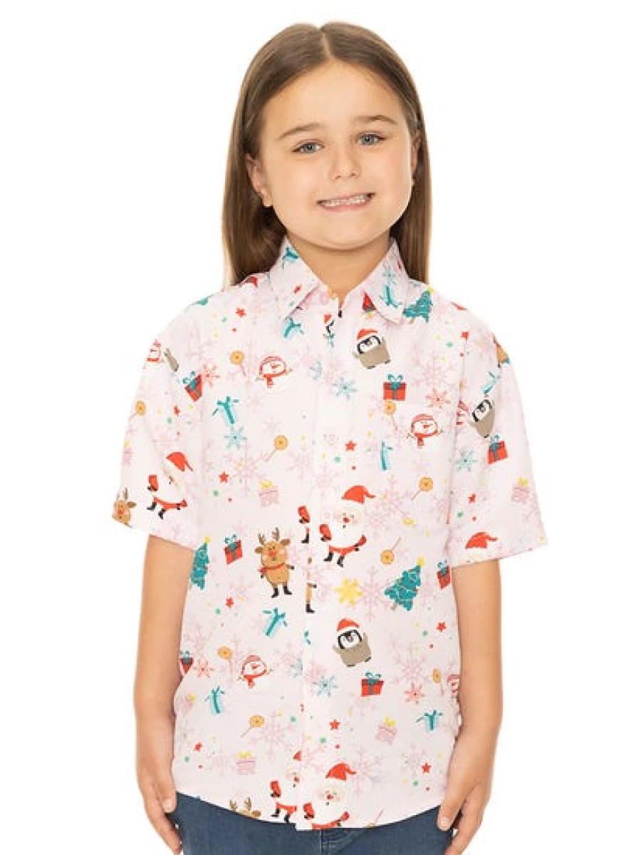Lowes Men's Christmas Printed Shirt with Santa and Penguin Design
