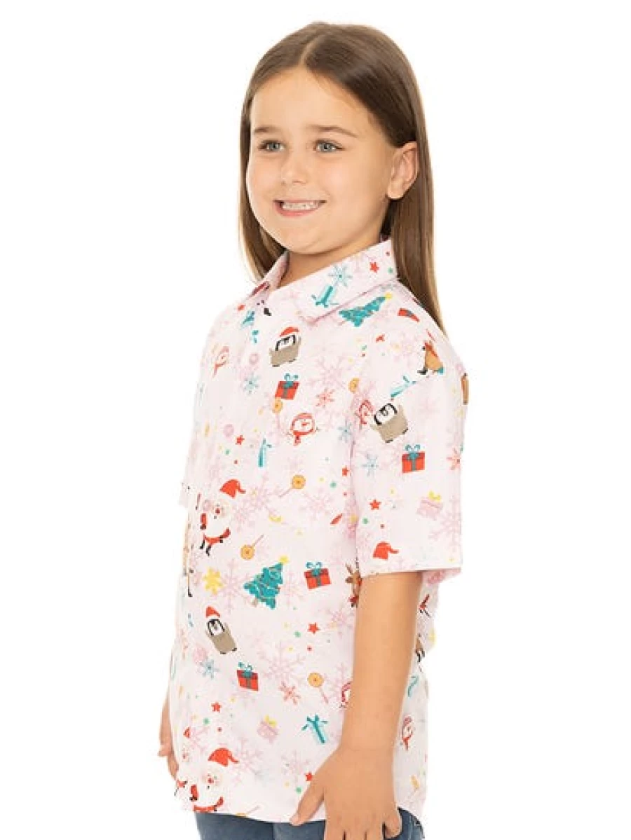 Lowes Men's Christmas Printed Shirt with Santa and Penguin Design