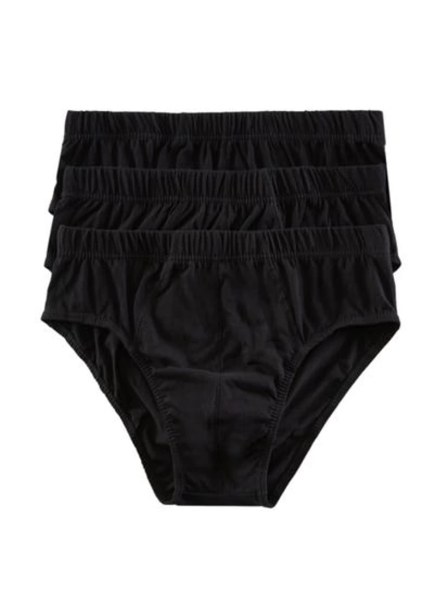Lowes Men's 3-Pack Black Cotton Briefs Underwear Multipack