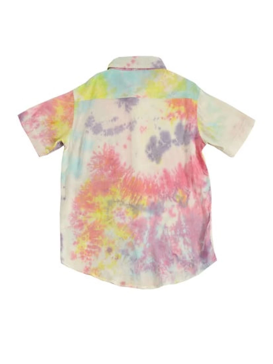 Lowes Men's Pink Tie-Dye Woven Short Sleeve Casual Shirt