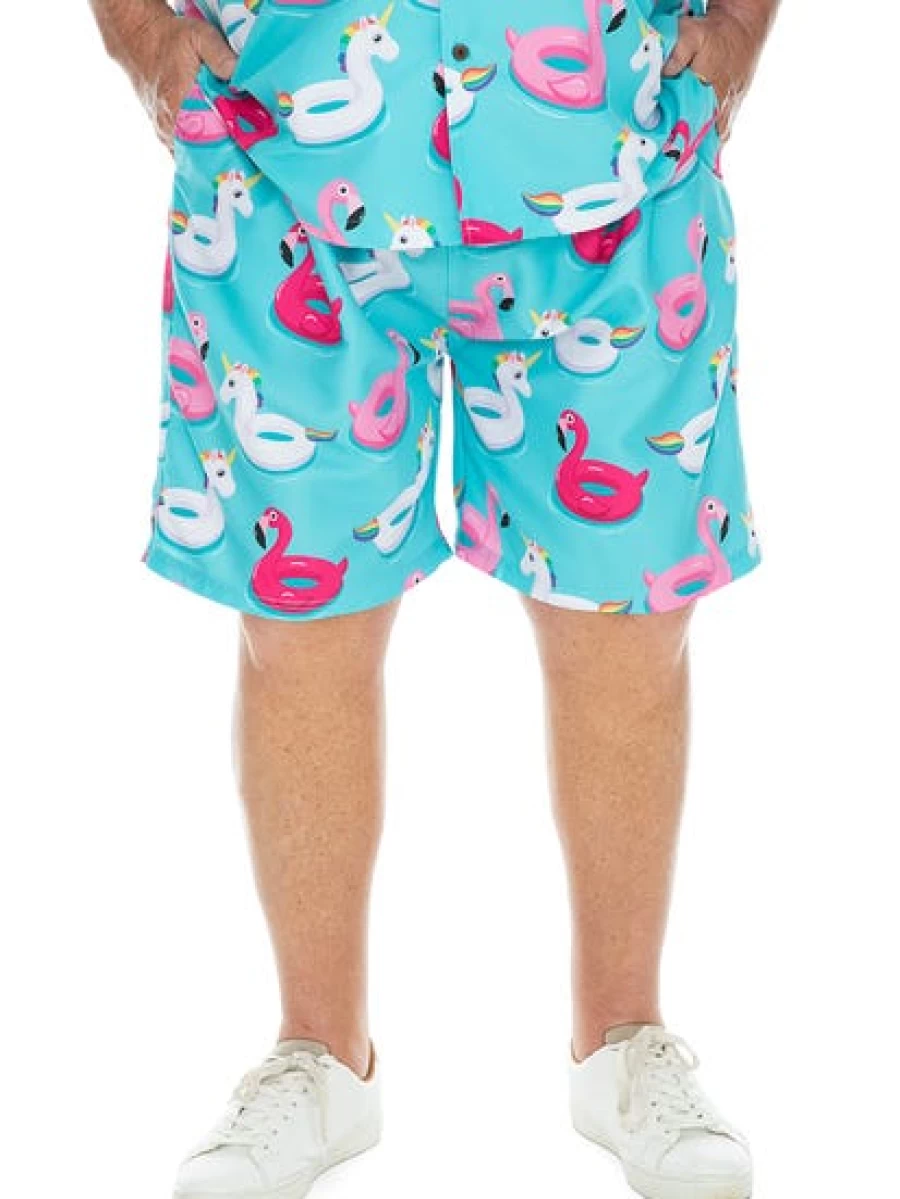 DBK Men's Big & Tall Beach Shorts - Fun Party Print for Summer Days