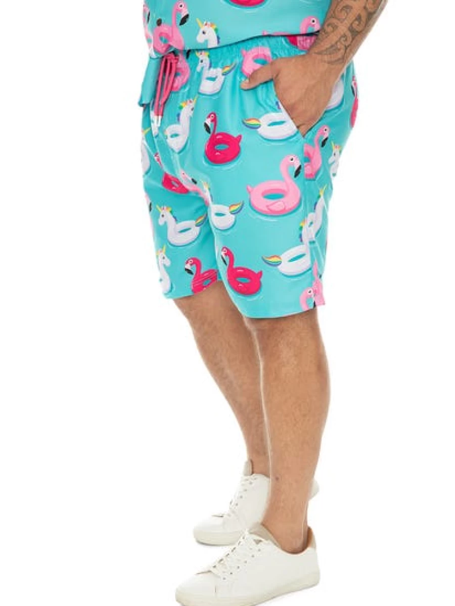 DBK Men's Big & Tall Beach Shorts - Fun Party Print for Summer Days