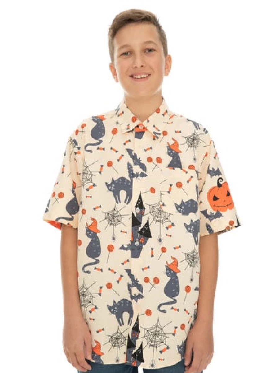 Lowes Men's Hawaiian Shirt Orange Tropical Print Short Sleeve Button Up