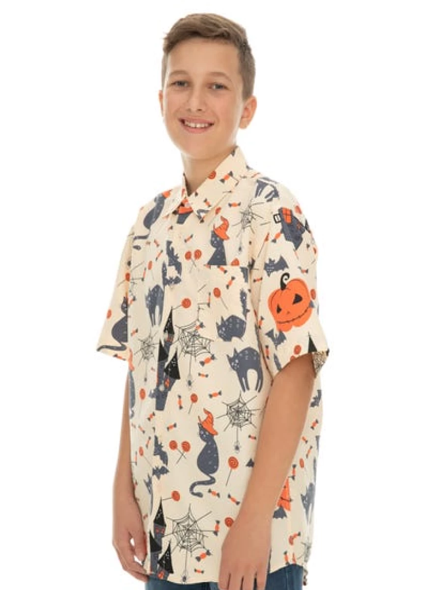 Lowes Men's Hawaiian Shirt Orange Tropical Print Short Sleeve Button Up
