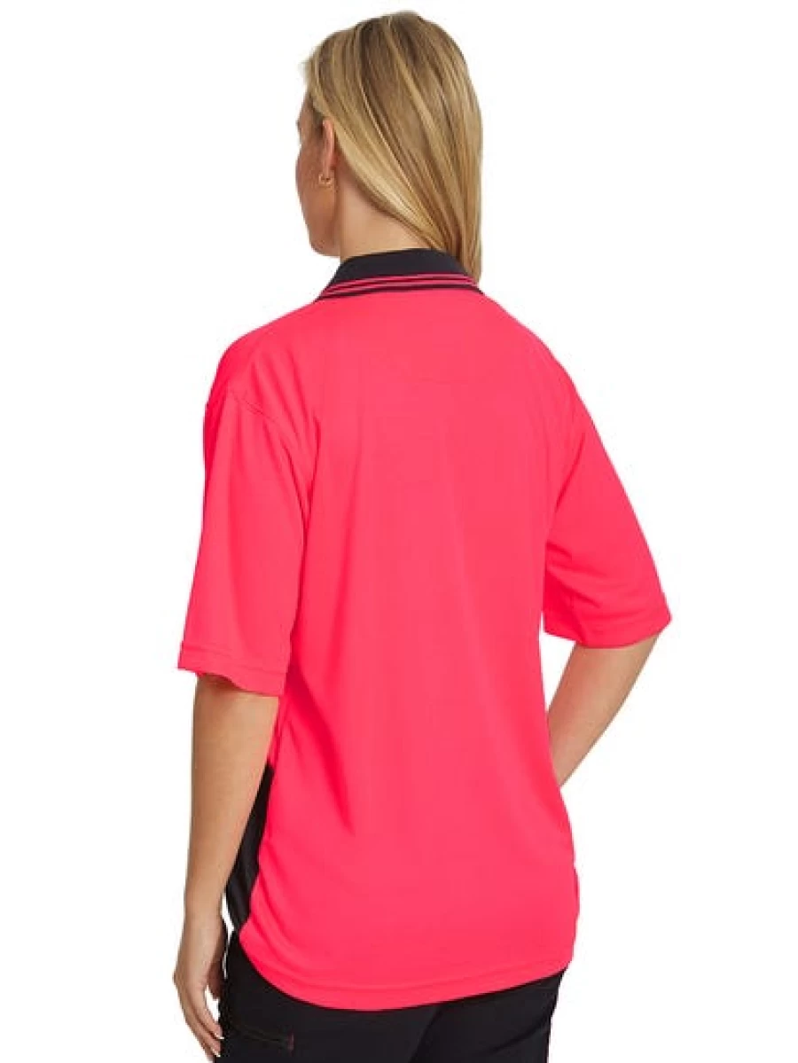 "Traders Men's Hi-Vis Pink Cool Dry Moisture Wicking Polo Shirt"
