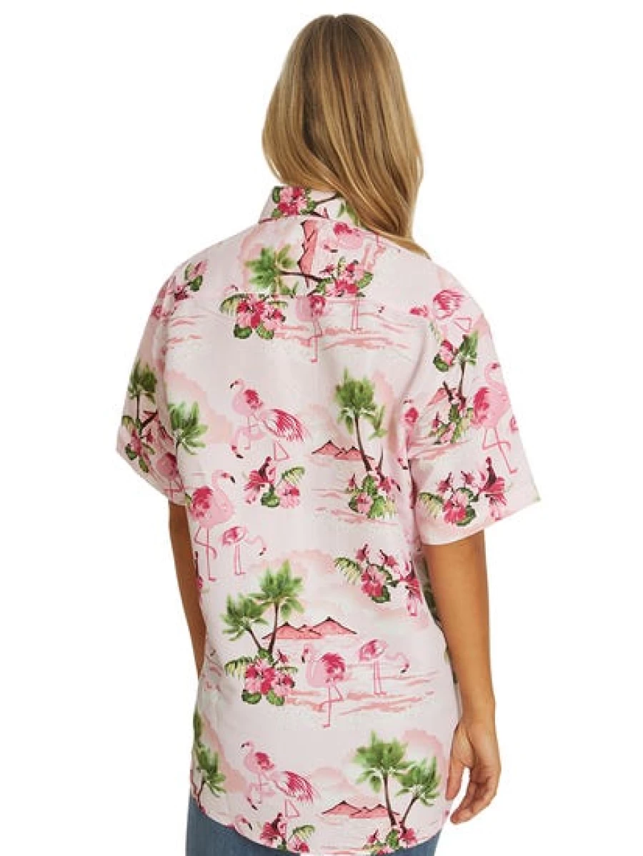 Lowes Men's & Women's Pink Flamingo Hawaiian Shirt - Tropical Summer Aloha Shirt